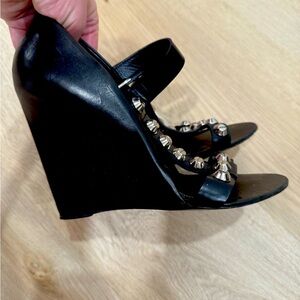 Black Studded Wedge Sandals Balensiaga authentic
